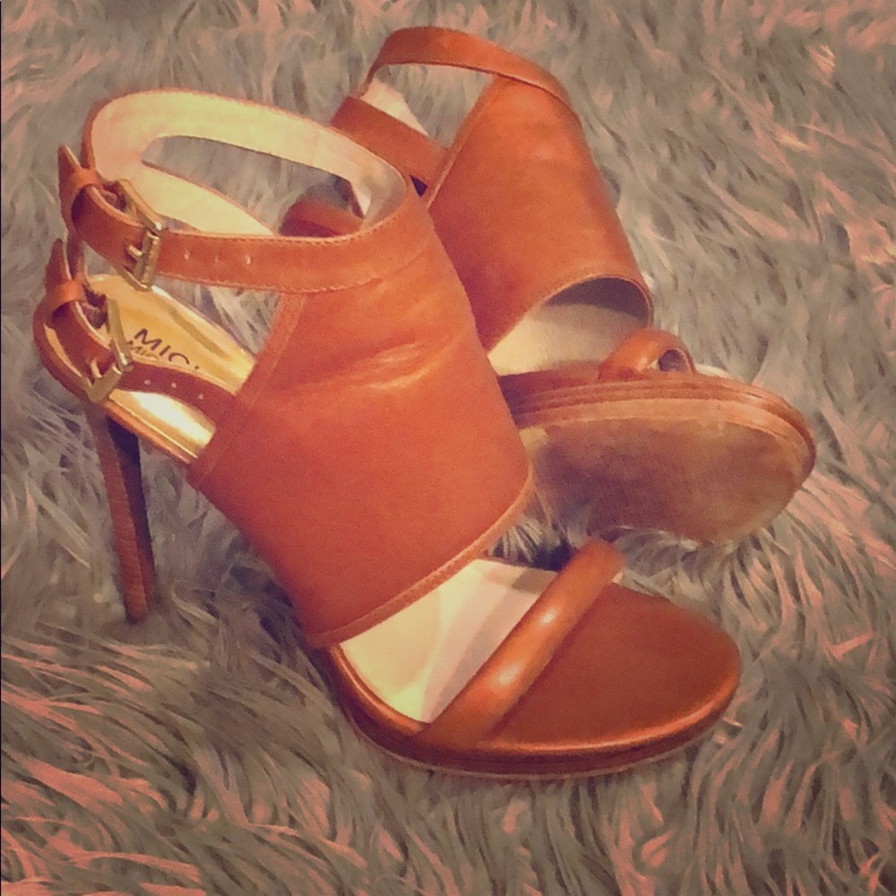 WORN ONCE! Michael Kors Tan heels!